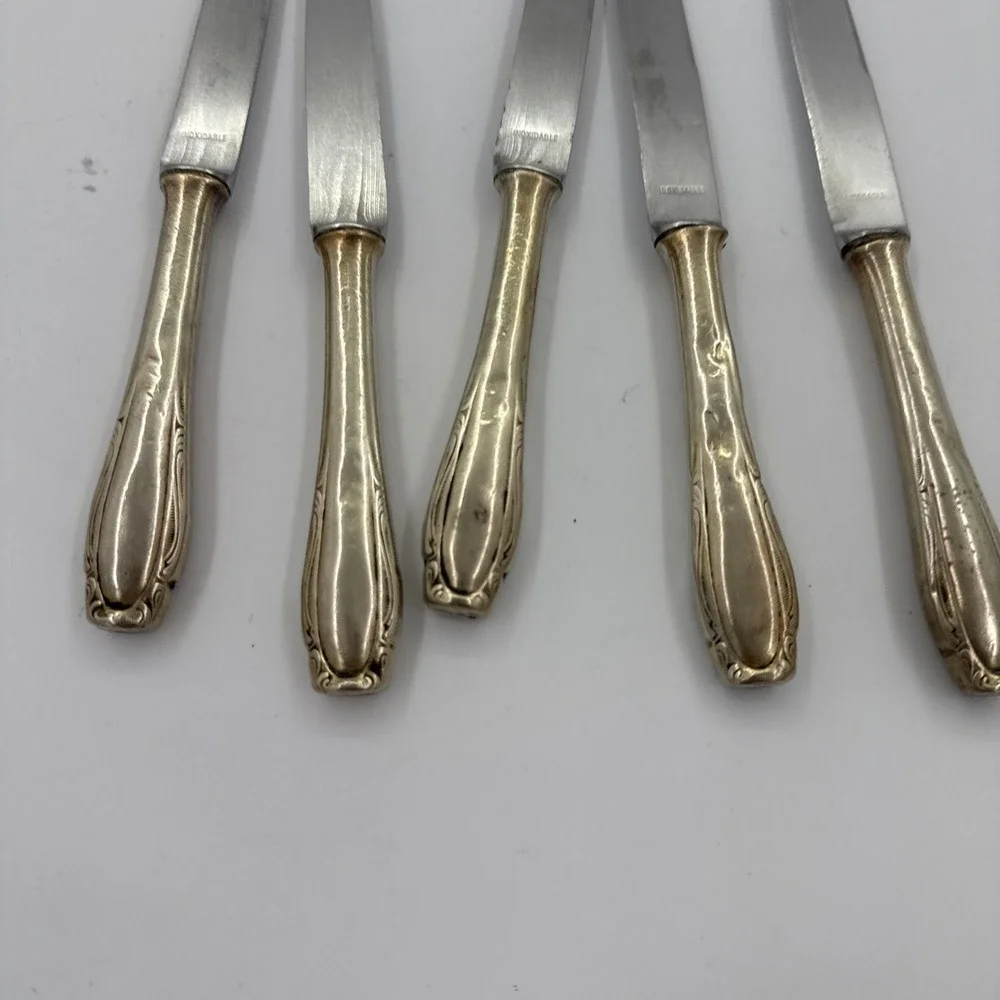 Silvia Made In Germany Vintage Silver Plated Butter Knives Rococo Style Set Of 5